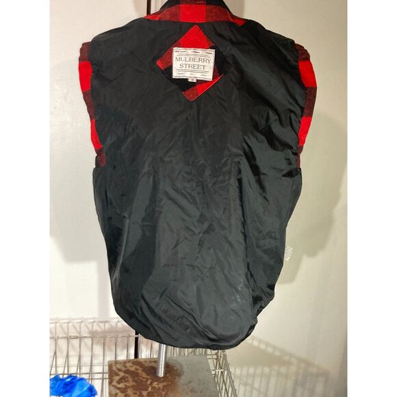 Mulberry Street Mens Vest Red Black Buffalo Plaid Utility Cargo Lined M fits L - Picture 5 of 6